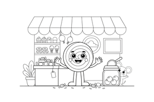 Kawaii Cute a jolly lollipop with a cute face – Kawaii Cute Food coloring page