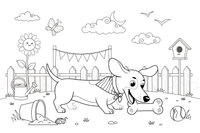 Dachshund sniffing a treat – Busy Dachshund Dog coloring page