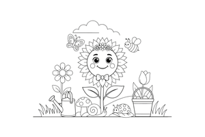 A single big sunflower in full bloom – Golden Sunflower Bloom coloring page