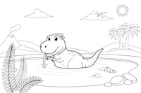T-Rex drinking from a lake – T-Rex Dino Moments coloring page