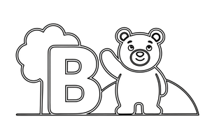 Letter B with a friendly bear – Alphabet Alphabet coloring page