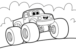 Monster Truck climbing a hill – Monster Truck Sport Race Series coloring page