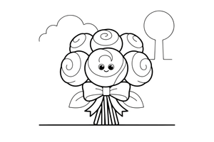A bouquet of roses tied with a ribbon – Elegant Rose Flower coloring page