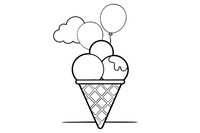 One big ice cream cone with two round scoops, close up – Frozen Treats Ice Cream coloring page