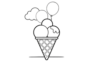 One big ice cream cone with two round scoops, close up – Frozen Treats Ice Cream coloring page