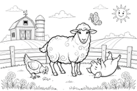 A sheep in the farmyard – Sheep coloring page