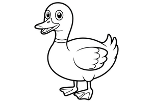 One big duck up close, filling the page, its round body and flat beak clear – Playful Farm Animal coloring page