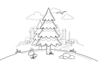 A spruce tree shaped like a tall triangle – Forest Plant Wonders coloring page