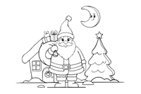 Santa carrying a sack full of presents – Santa Christmas Winter coloring page