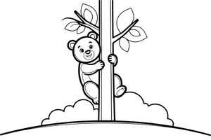 A bear climbing a tree trunk – Bear Adventures coloring page