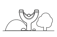 A wooden slingshot with a rubber band – Adventure Gear coloring page