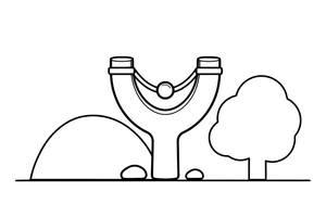 A wooden slingshot with a rubber band – Adventure Gear coloring page