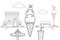 One big ice cream cone with two round scoops, close up – Frozen Treats Ice Cream coloring page