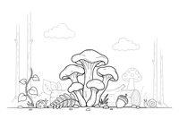 A cluster of small chanterelle mushrooms – Mushrooms coloring page