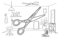 One big pair of hairdresser's scissors, close up – Hair Salon coloring page