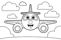 Airplane Clouds – Airplane Sky Scenes coloring page