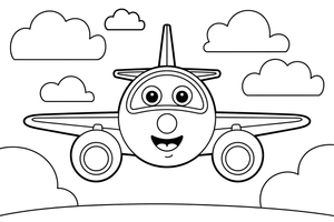 Airplane Clouds – Airplane Sky Scenes coloring page
