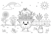 Lavender a basket full of flowers – Lavender Flower Array coloring page