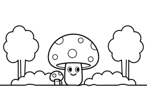 A big spotted mushroom growing in the forest – Mushroom Garden coloring page