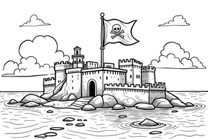 Pirate Fort with a Flag – Pirate Fort Raid coloring page