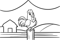 A rooster crowing at sunrise with its head up – Rooster Farm Animal coloring page