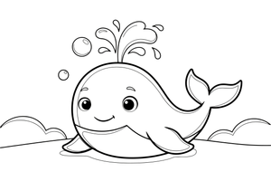 A big whale spouting water from its blowhole – Colorful Sea Creature coloring page
