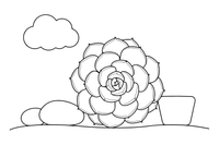 One big rosette succulent with thick round leaves – Vibrant Cacti & Succulents coloring page