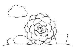 One big rosette succulent with thick round leaves – Vibrant Cacti & Succulents coloring page