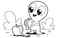 Martian peeling apple – Martian Apple Fun coloring page