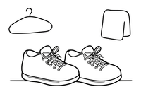 One big pair of sneakers with laces, close up – Clothes & Fashion coloring page