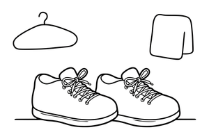 One big pair of sneakers with laces, close up – Clothes & Fashion coloring page