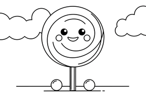 Kawaii Cute a jolly lollipop with a cute face – Kawaii Cute Food coloring page