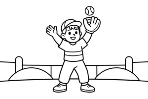 A fielder catching a fly ball – Baseball Baseball coloring page