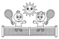 Two players on opposite sides of the net – Tennis Tennis coloring page