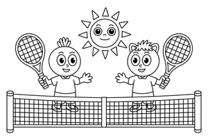 Two players on opposite sides of the net – Tennis Tennis coloring page