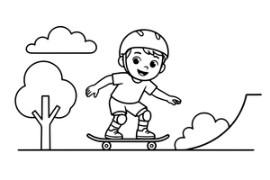 A skater going down a ramp – Cool Skateboarding coloring page