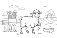 A sheep in the farmyard – Sheep coloring page