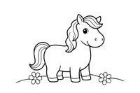 A cute little pony with a flowing mane and a long tail – Ponies coloring page