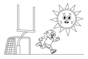 A player running past the goal posts – American Football coloring page