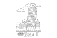 The Leaning Tower of Pisa – Famous Landmarks coloring page