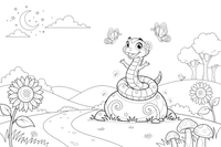 Grass Snake on Magic Stone – Enchanted Grass Snake coloring page