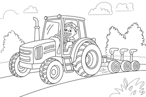 Tractor with Plow – Farm Tractors coloring page
