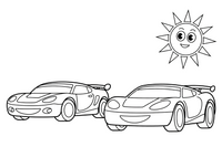 Two sports cars racing side by side – Sports Cars coloring page