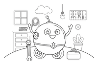 A round little robot on wheels – Dynamic Robot Robot coloring page
