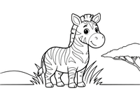 A zebra standing in the tall savanna grass – Safari & Jungle Wild Animals coloring page