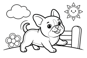 French bulldog chasing its own tail – Playful French Bulldog Dog coloring page