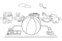 A big beach ball with big simple stripes (outlined, empty) – Classic Toys coloring page