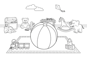 A big beach ball with big simple stripes (outlined, empty) – Classic Toys coloring page