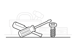 A screwdriver and a screw – Builder's Tools coloring page