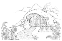 A rabbit peeking out of its little house – Rabbit coloring page